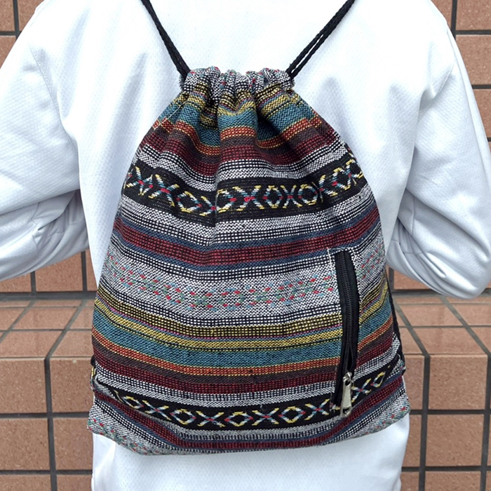 原住民圖騰風味束口包-時尚簡約款式