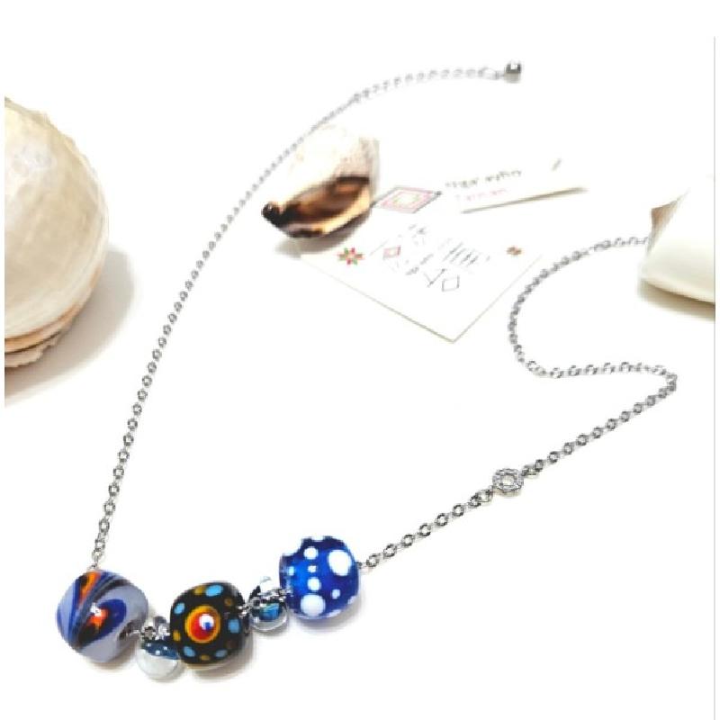新款琉璃珠項鍊Glass Beads Necklace-三顆 B款商品圖