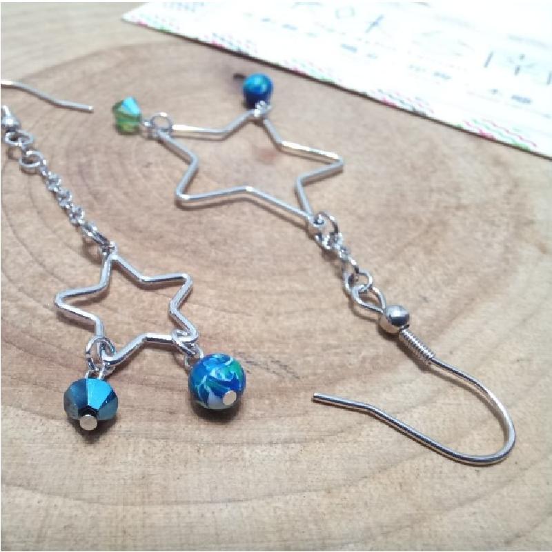地球系列-軟陶耳環Soft Clay Earrings【不對稱星型】商品圖