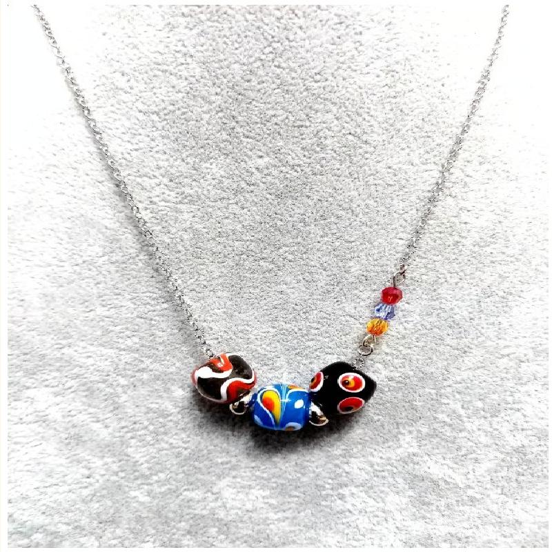 新款琉璃珠項鍊Glass Beads Necklace-三顆 A款商品圖