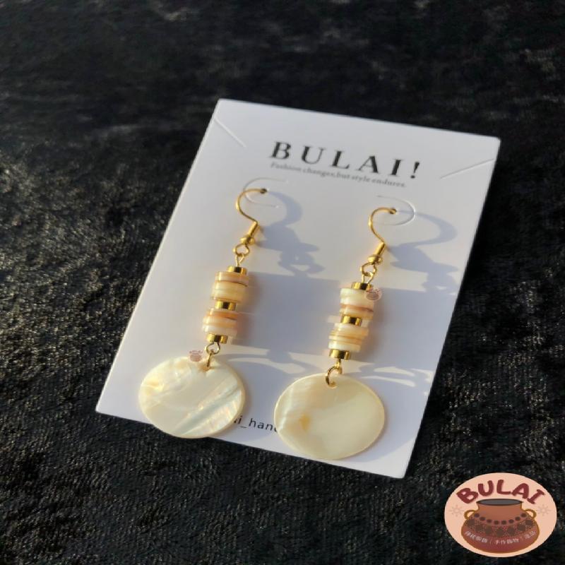 【BULAI！手作】大圓貝殼耳環 A款商品圖
