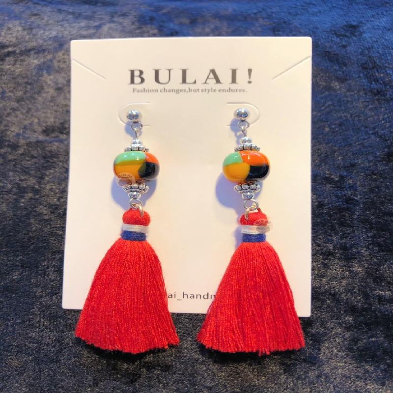 【BULAI！手作】四色琉璃珠流蘇耳環商品圖
