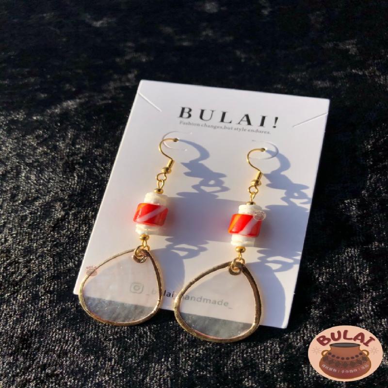 【BULAI！手作】橘色琉璃耳環商品圖