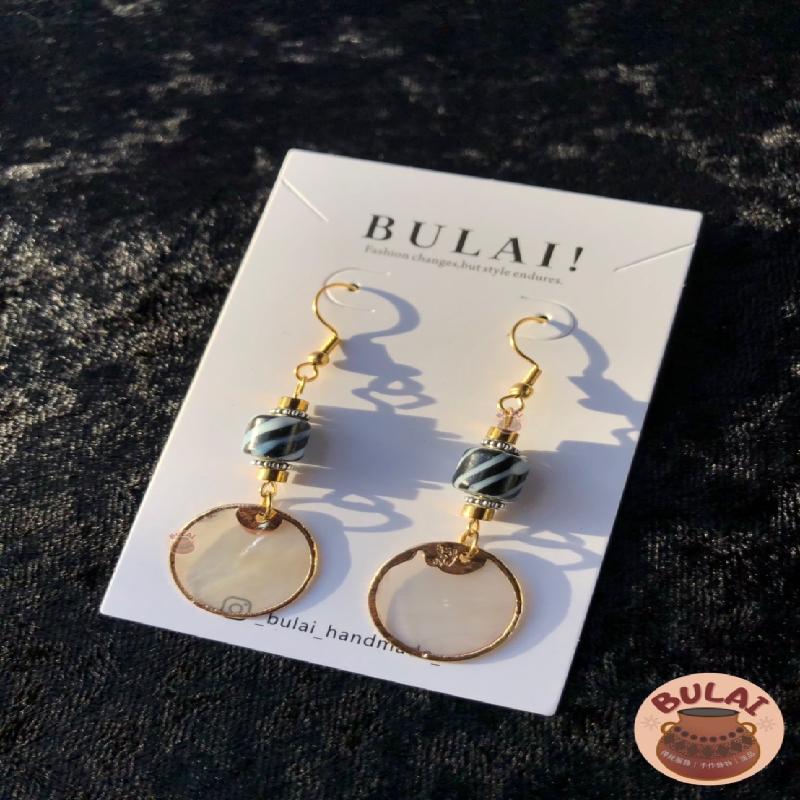【BULAI！手作】黑白琉璃耳環商品圖