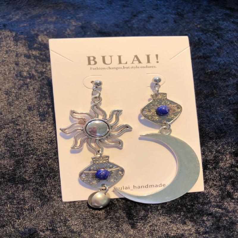 【BULAI！手作】太陽月亮耳環 藍色款商品圖