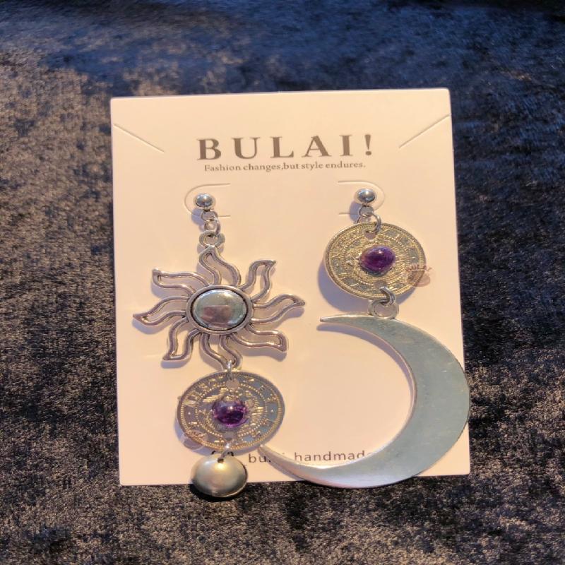 【BULAI！手作】太陽月亮耳環 紫色款商品圖
