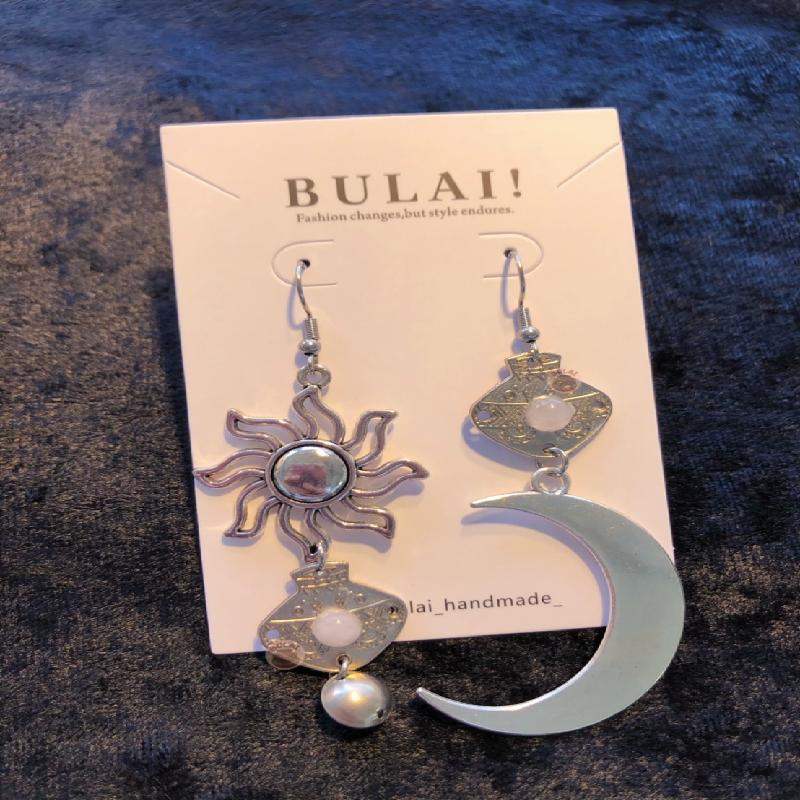 【BULAI！手作】太陽月亮耳環 淡粉色款商品圖
