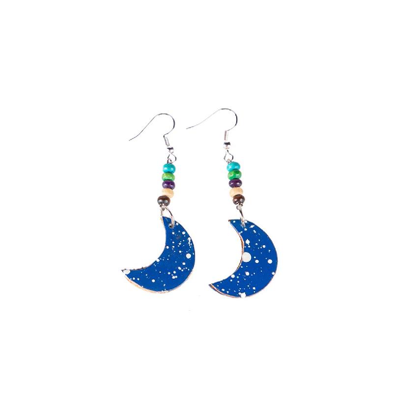 【象香暙文創工作室】月亮型耳環(雙面)寶石藍商品圖